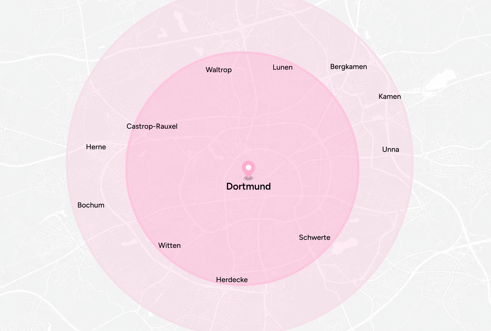 Delivery coverage map across Dortmund