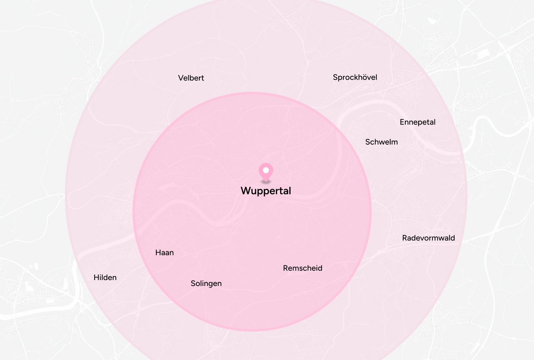 Delivery coverage map across Wuppertal