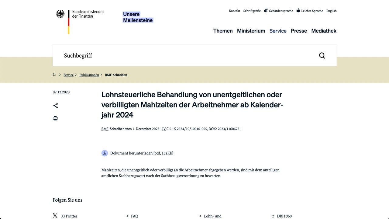 Overview of key tax-free benefits from the German Federal Ministry of Finance.