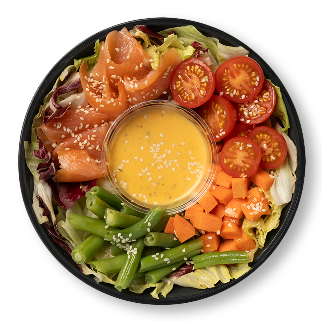 Poke bowl with edamame and vegetables