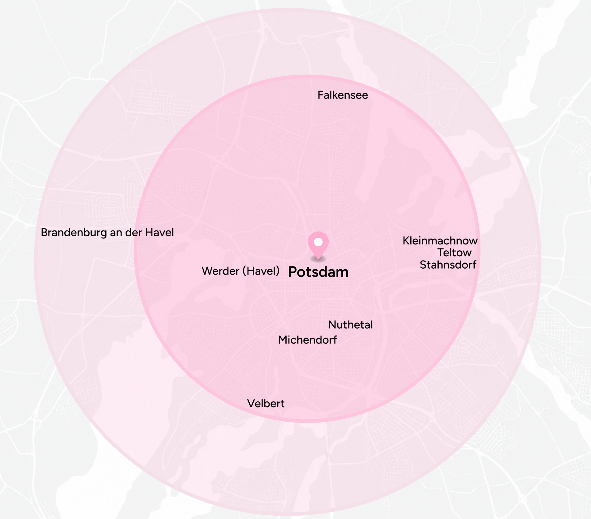 Delivery coverage map across Potsdam