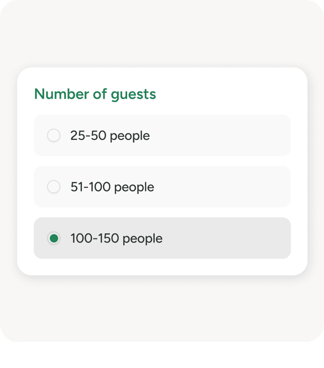 Selecting the number of guests in the Bella&Bona app