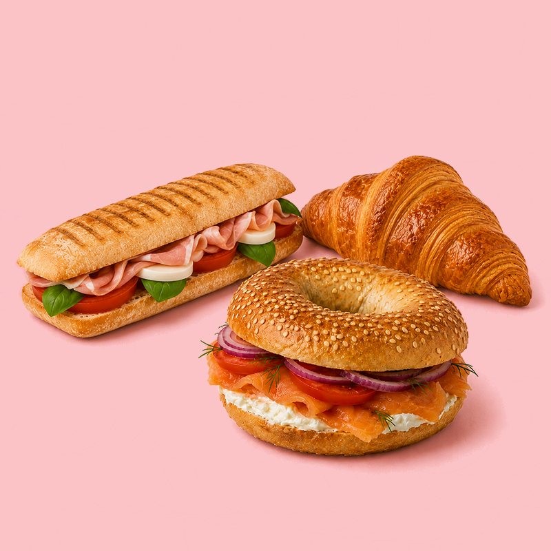 ½ breakfast sandwich (croissant/bagel/panini mix)