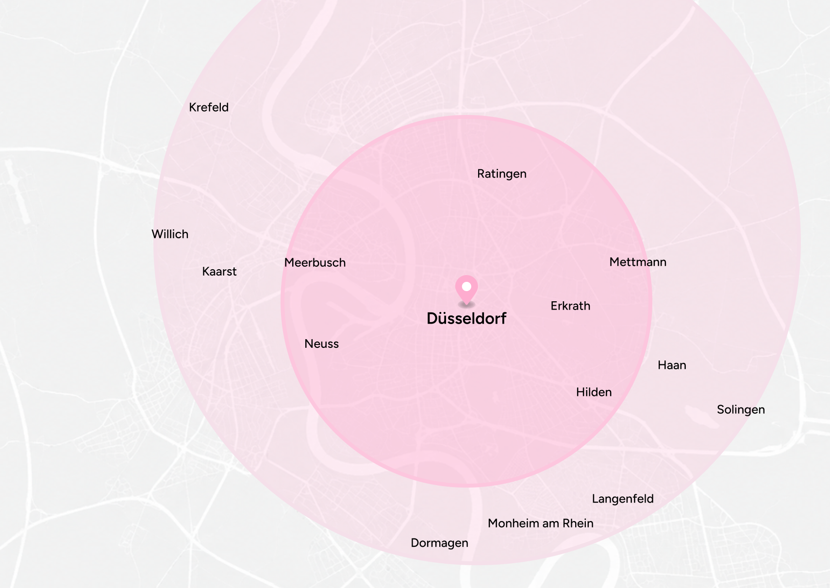 Delivery coverage map across Düsseldorf