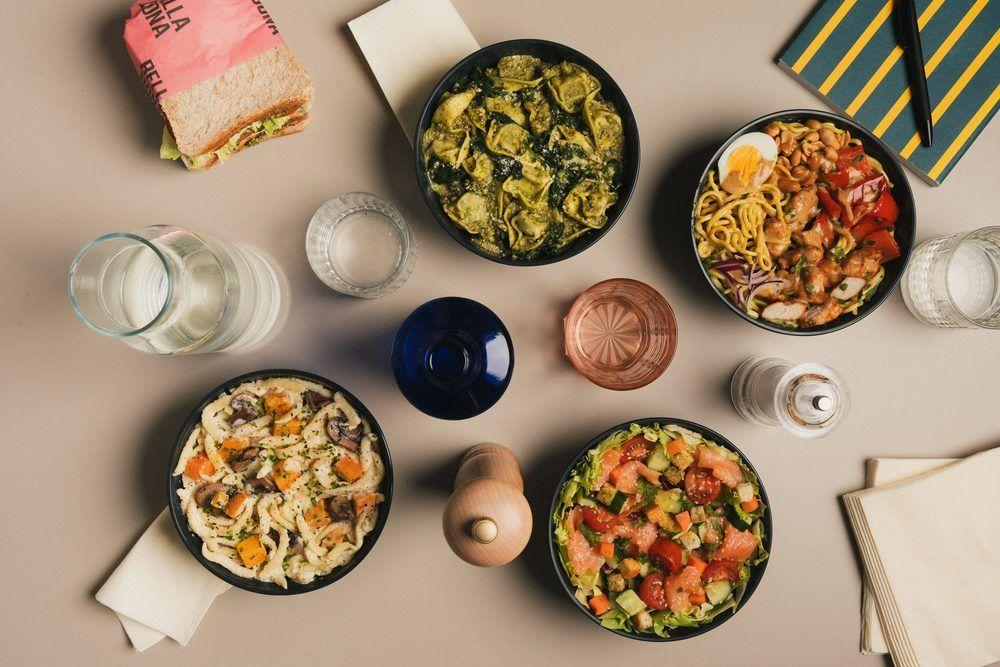 A spread of fresh Bella&Bona bowls and dishes on a table