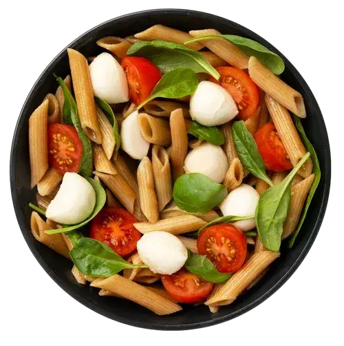 Pasta bowl with tomatoes and mozzarella