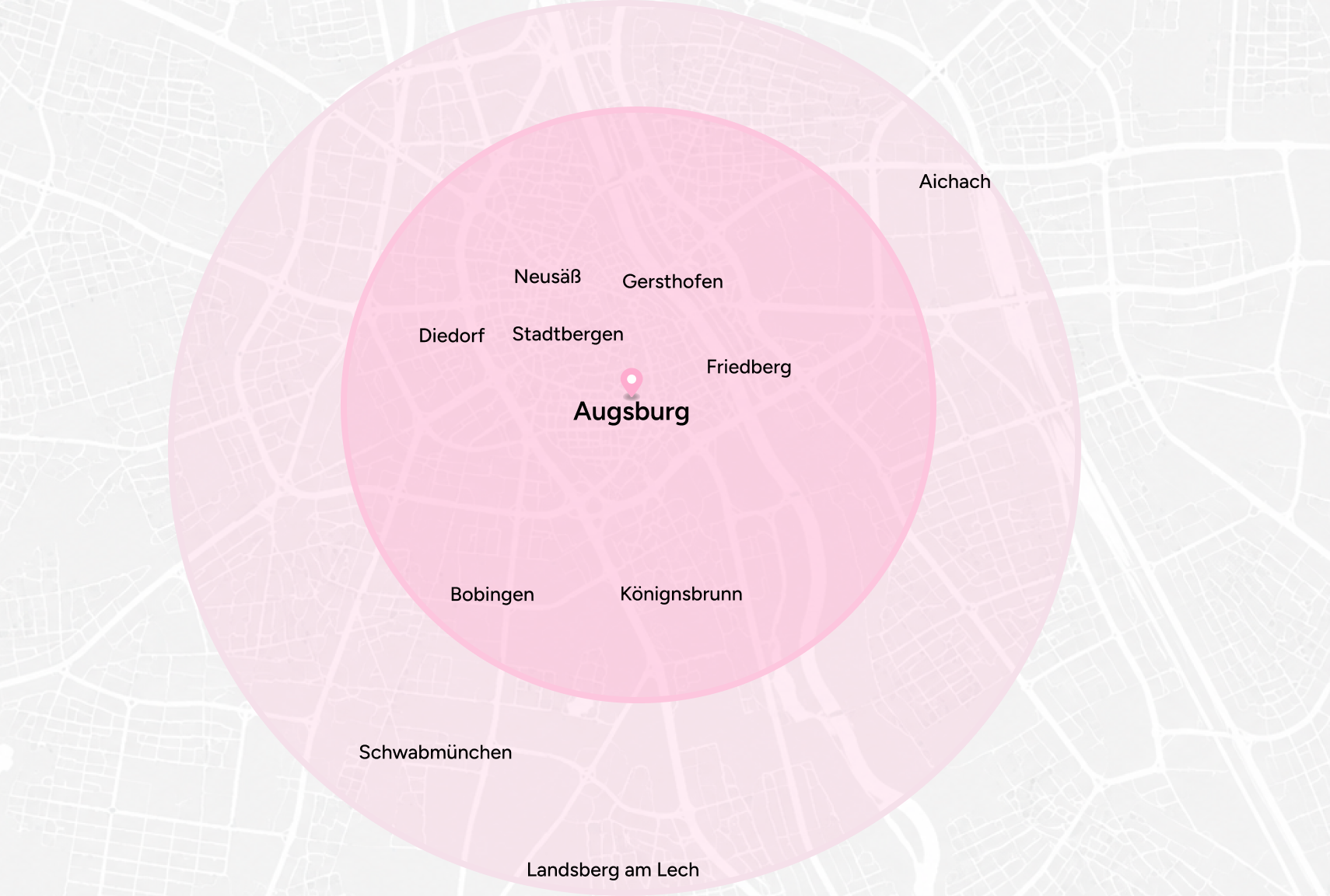 Delivery coverage map across Augsburg