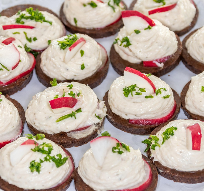 Tofu Cream Croutons with Radish